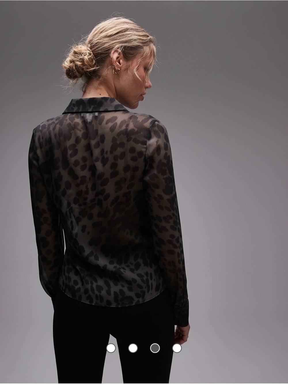 Topshop Sheer Leopard-Print Button Blouse - Black